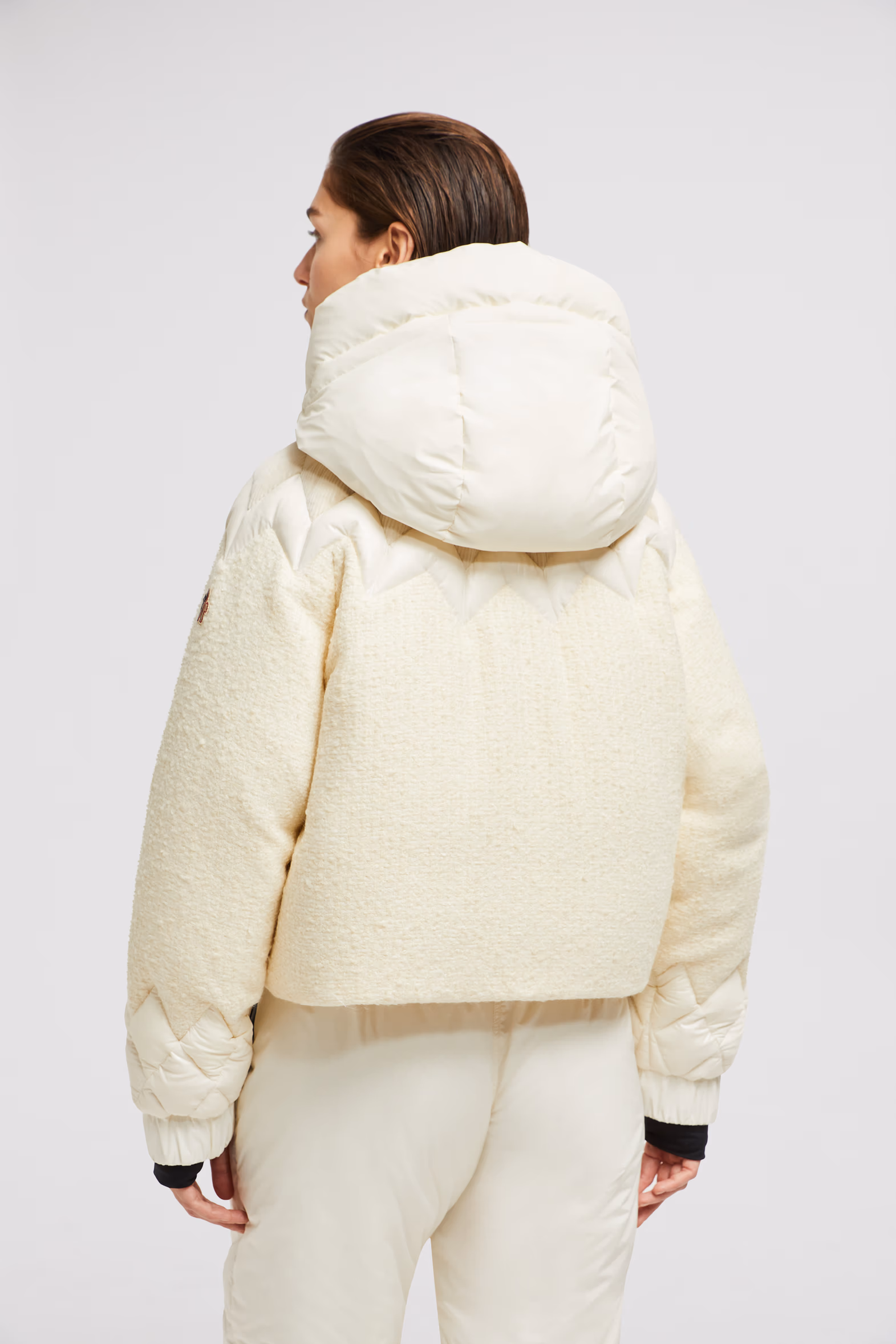 Hintersee Patchwork-Quilted Wool Short Down Jacket Women White Ivory Moncler 5